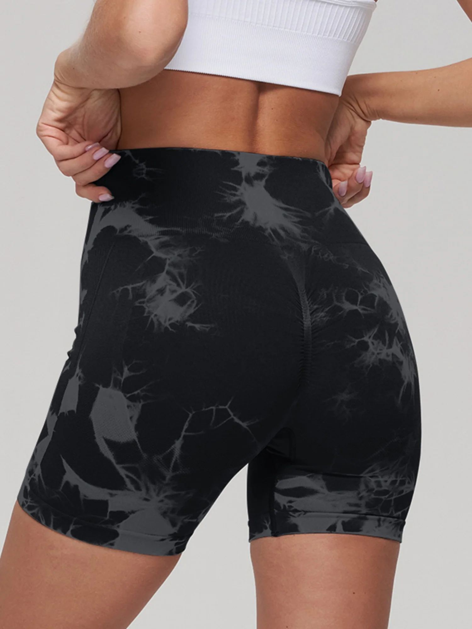 Seamless Tie-dye High-waisted, Tummy-flattening, And Butt-lifting Yoga Shorts - Image 12