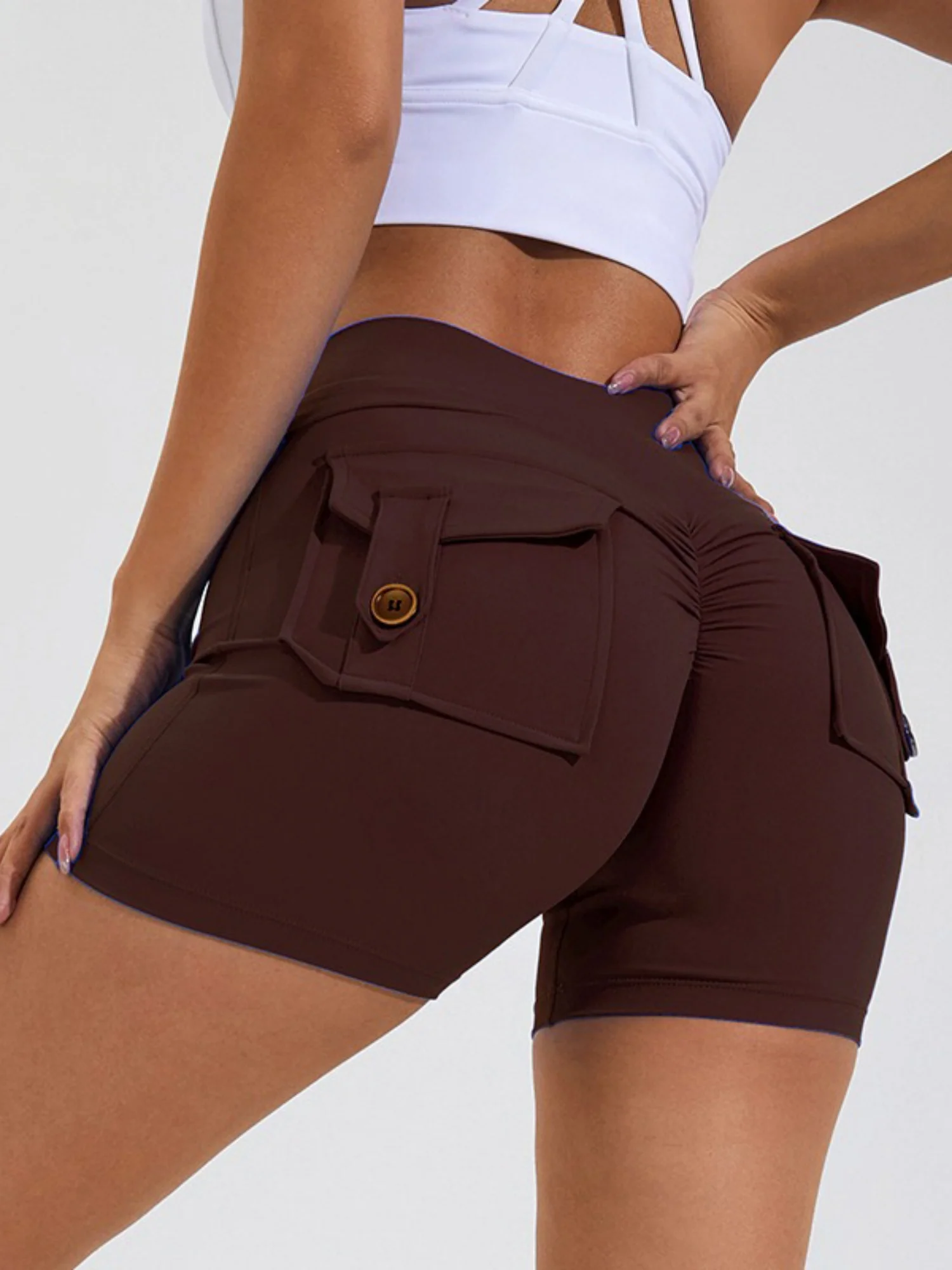 Bare-feel Pocket High-waisted, Tummy-flattening, And Butt-lifting Yoga Shorts - Image 11
