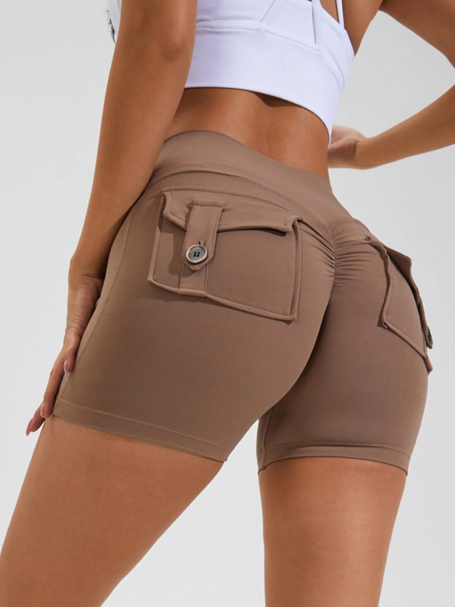 Bare-feel Pocket High-waisted, Tummy-flattening, And Butt-lifting Yoga Shorts - Image 12
