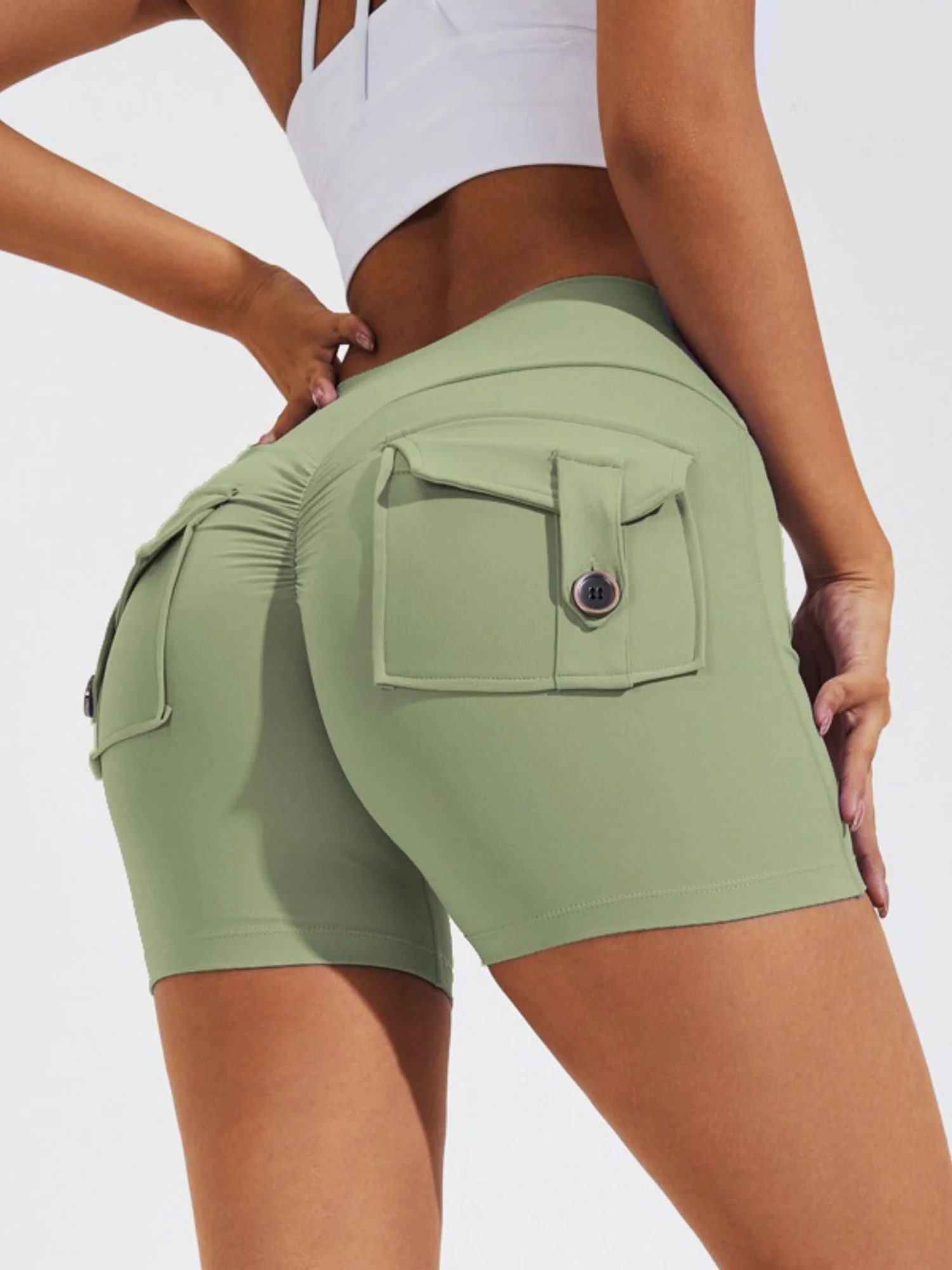 Bare-feel Pocket High-waisted, Tummy-flattening, And Butt-lifting Yoga Shorts - Image 14