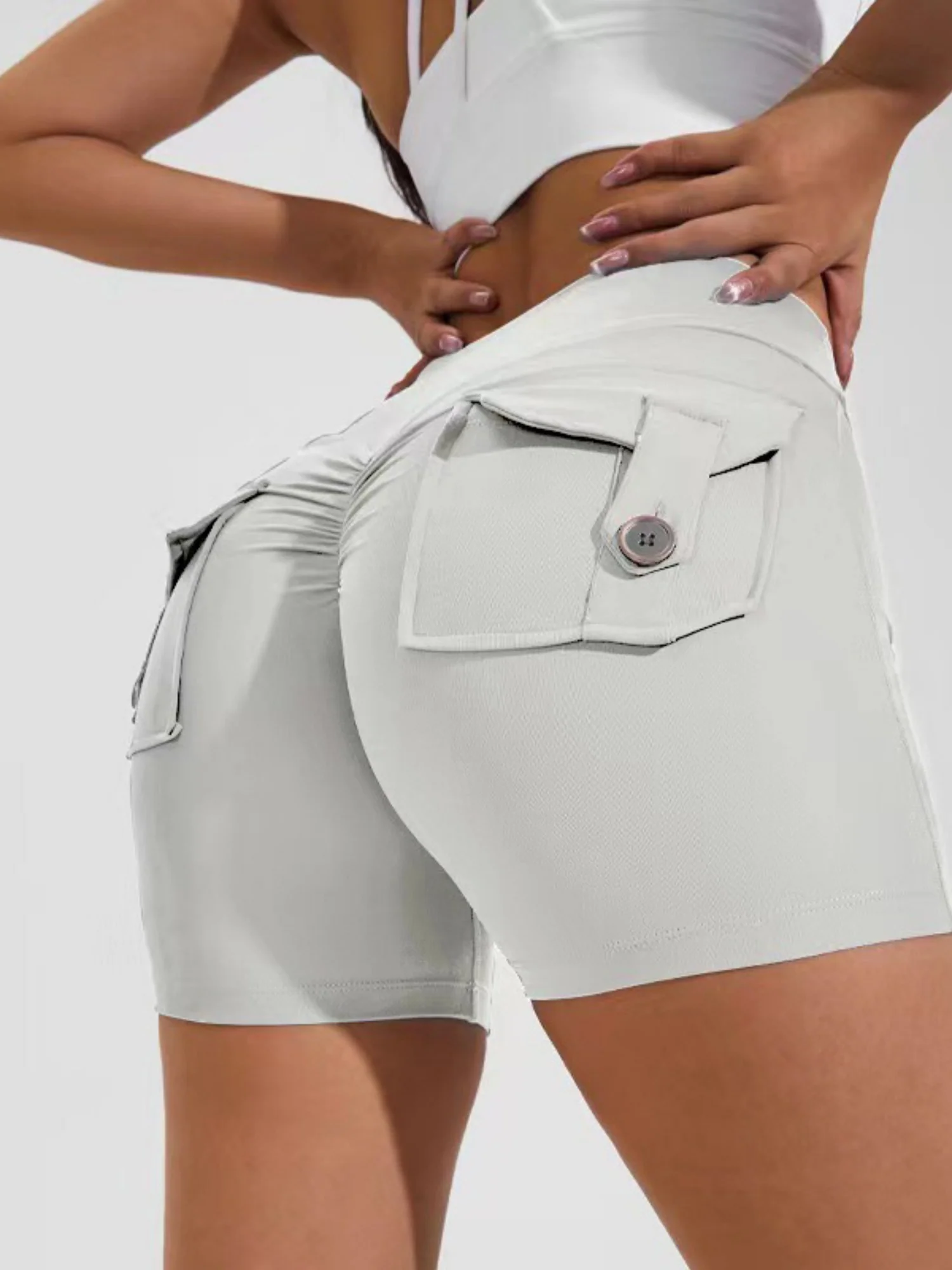 Bare-feel Pocket High-waisted, Tummy-flattening, And Butt-lifting Yoga Shorts - Image 15