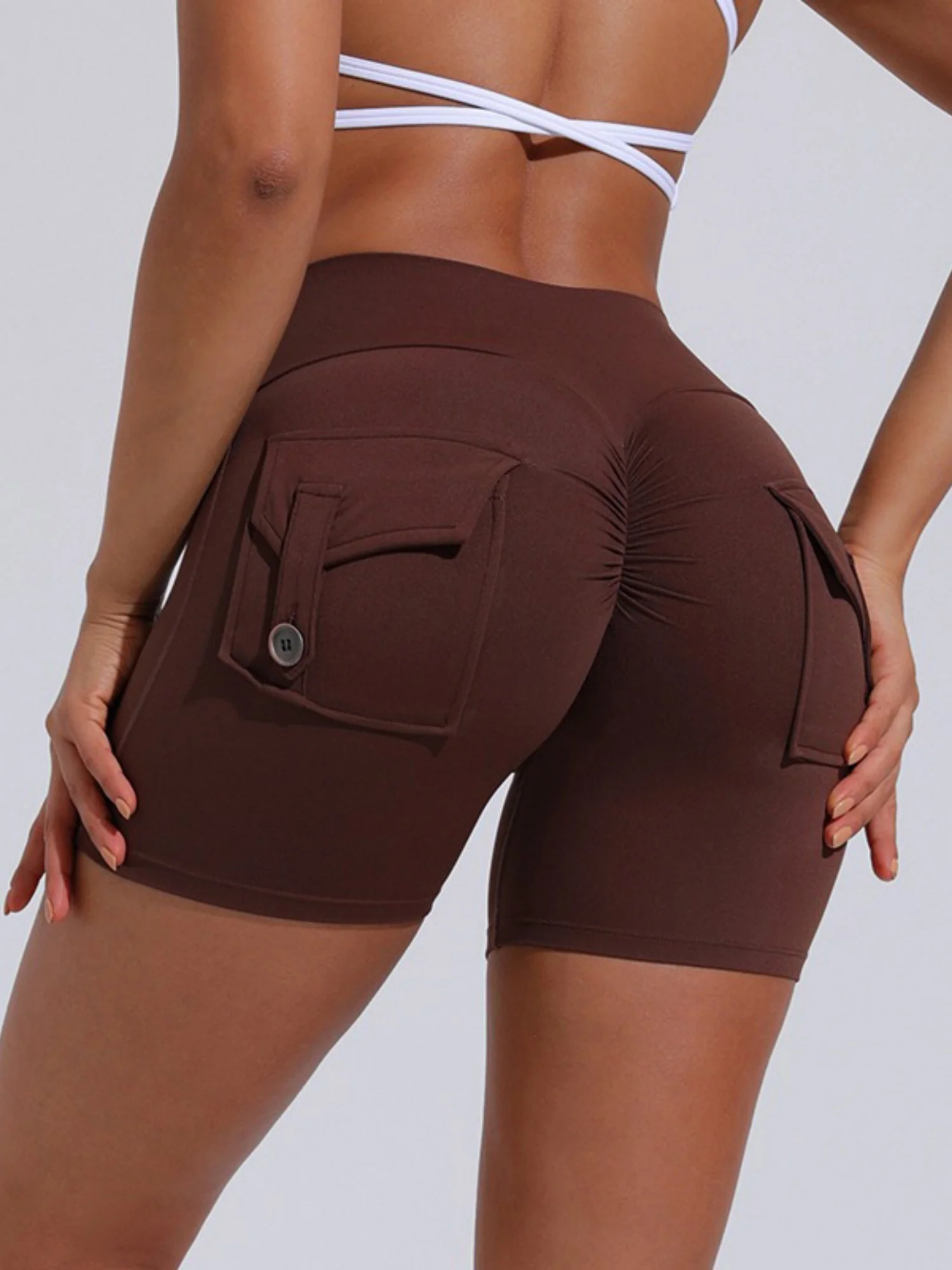 Bare-feel Pocket High-waisted, Tummy-flattening, And Butt-lifting Yoga Shorts - Image 4