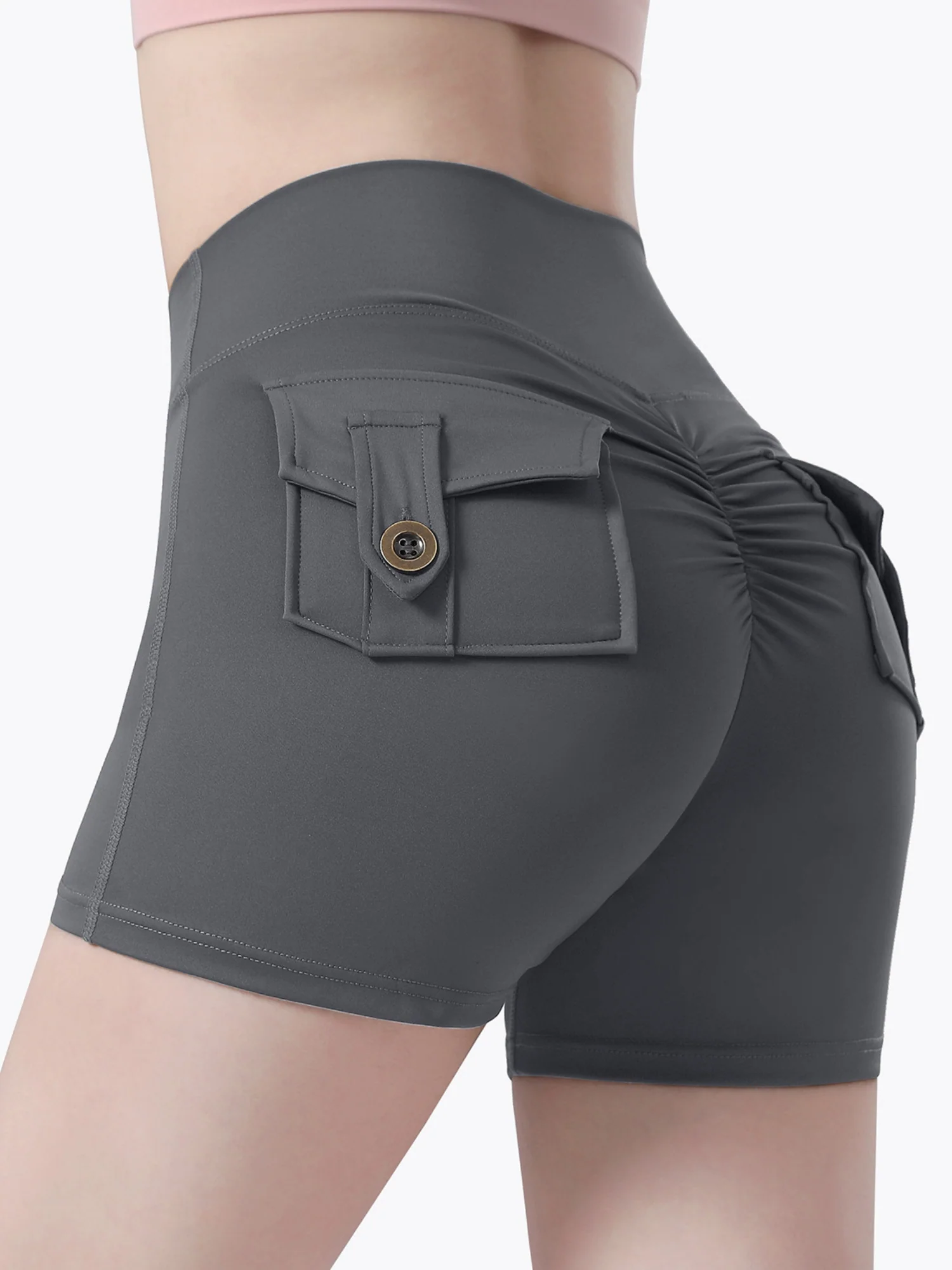 Bare-feel Pocket High-waisted, Tummy-flattening, And Butt-lifting Yoga Shorts - Image 11