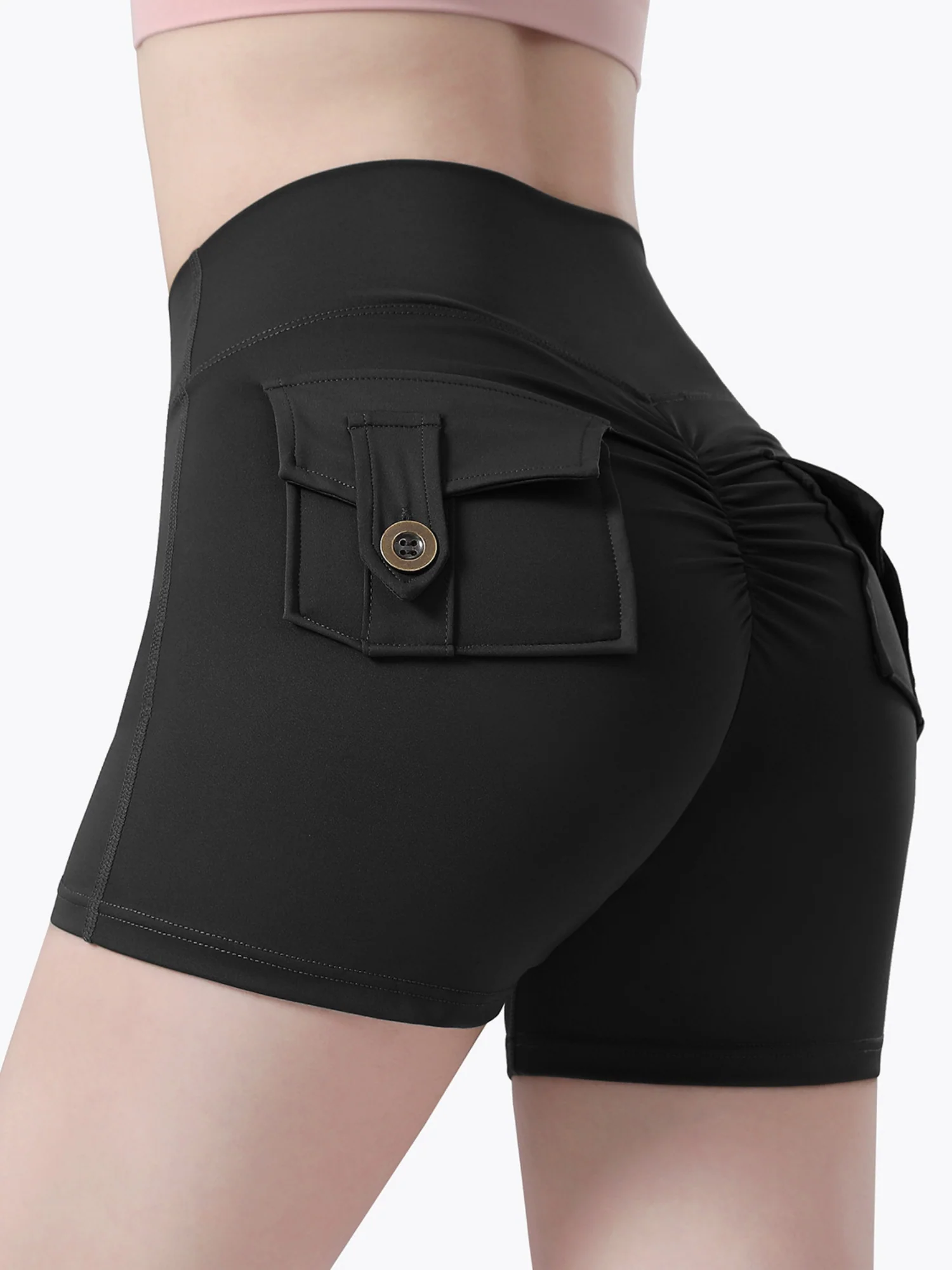 Bare-feel Pocket High-waisted, Tummy-flattening, And Butt-lifting Yoga Shorts - Image 6