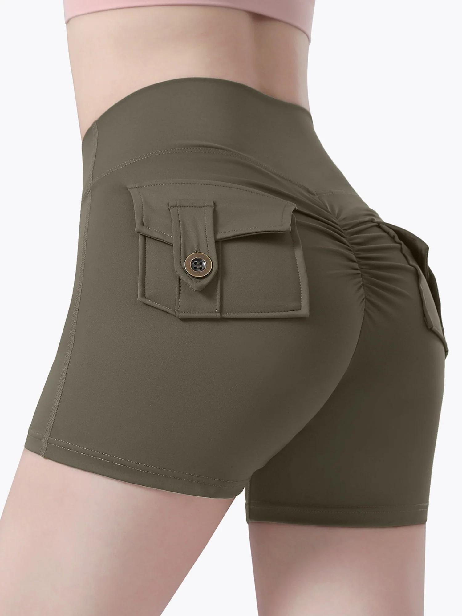 Bare-feel Pocket High-waisted, Tummy-flattening, And Butt-lifting Yoga Shorts - Image 7