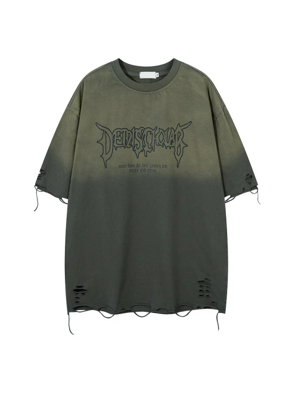 Distressed Washed Oversize Hole T-shirts - Image 2