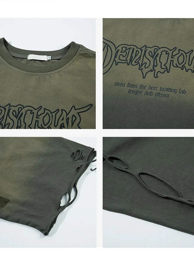 Distressed Washed Oversize Hole T-shirts - Image 3