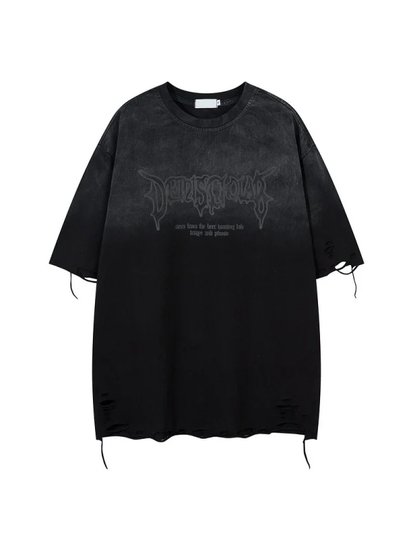 Distressed Washed Oversize Hole T-shirts - Image 5