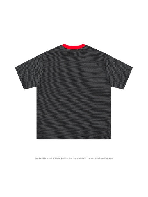 Retro Letter Embroidery Loose-fit T-shirts - Image 4