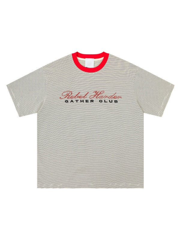 Retro Letter Embroidery Loose-fit T-shirts - Image 5