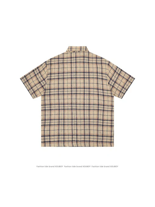 Gothic Style Splashing Ink Printed Plaid Shirts - Image 5