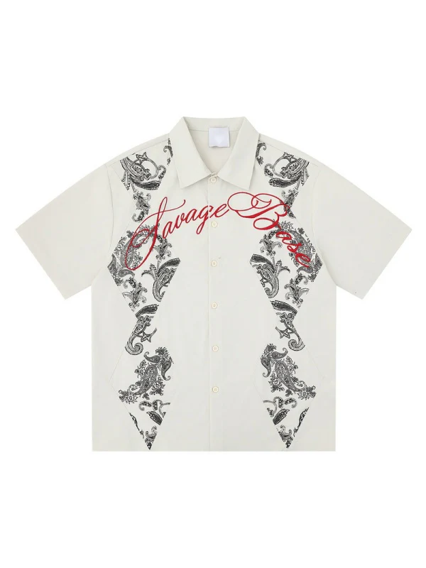 Retro Cashew Flowers Pattern Printed Loose-fit Shirts - Image 2