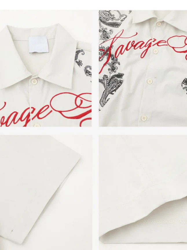 Retro Cashew Flowers Pattern Printed Loose-fit Shirts - Image 3