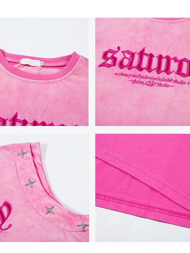 Letter Embroidery Loose-fit Personality Tank Tops - Image 3