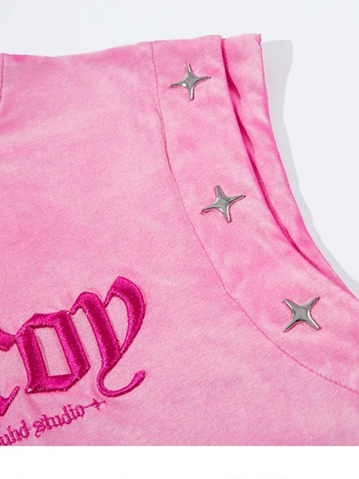 Letter Embroidery Loose-fit Personality Tank Tops - Image 6