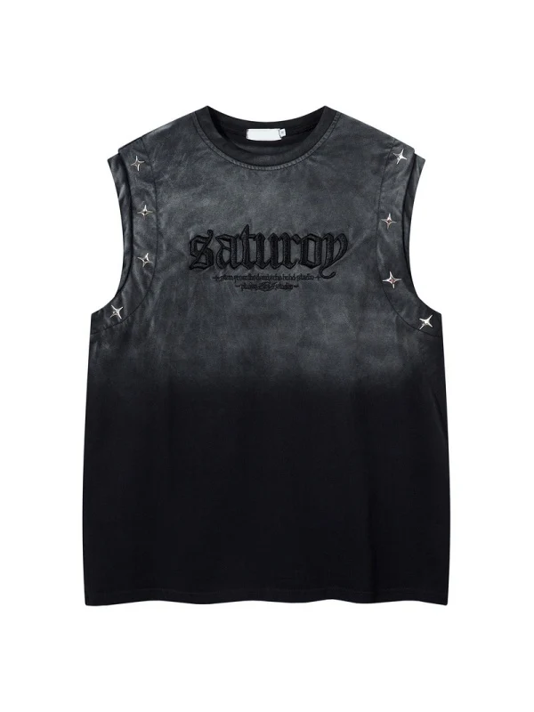 Letter Embroidery Loose-fit Personality Tank Tops - Image 7