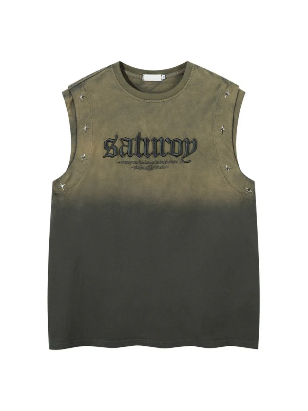 Letter Embroidery Loose-fit Personality Tank Tops - Image 8