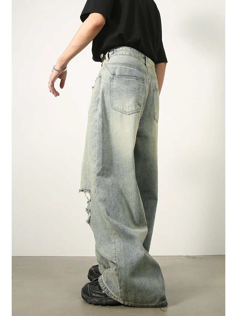 Hole Washed Distressed Loose-fit Wide-leg Jeans - Image 6