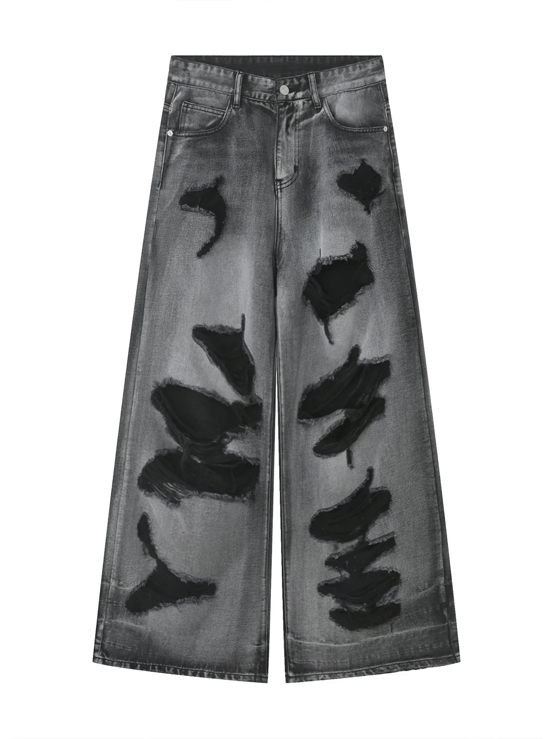 Hole Wide-leg Straight-fit Loose-fit Vibe Jeans - Image 8