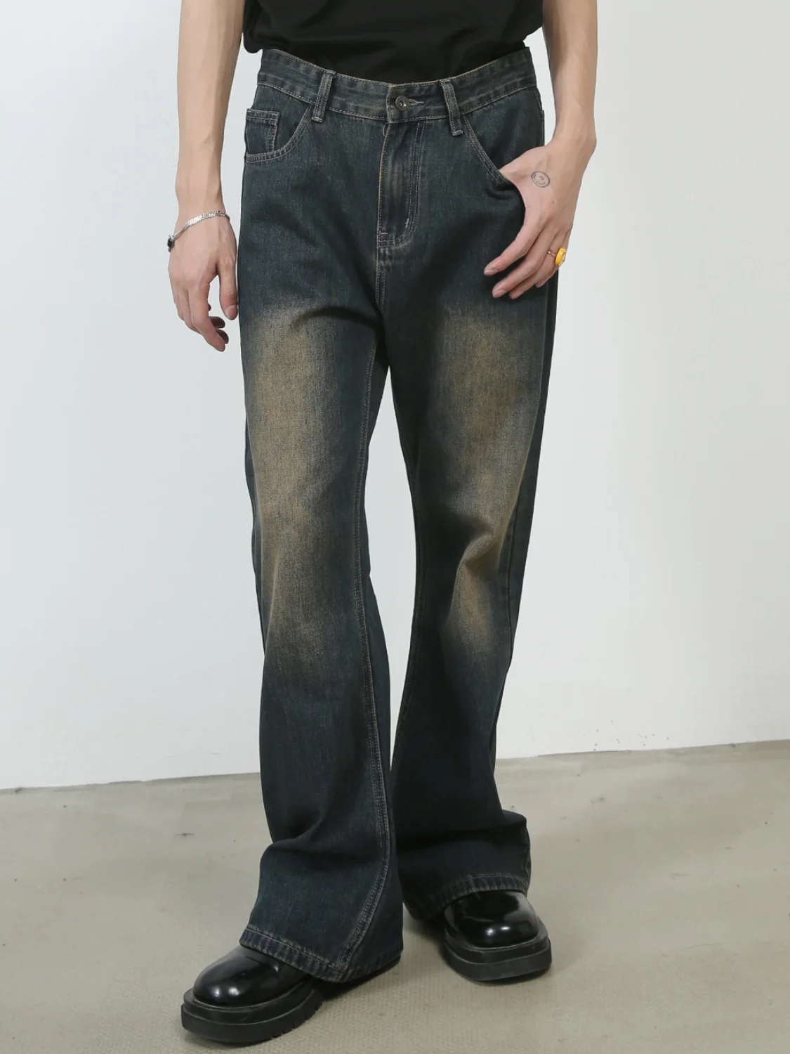 Retro Washed Denim Loose-fit Pants