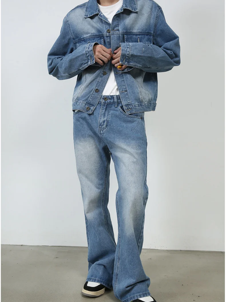 Retro Washed Denim Loose-fit Pants - Image 4