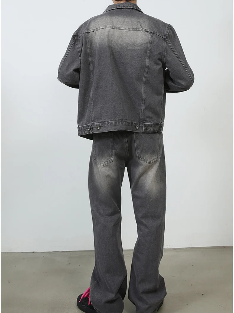 Retro Washed Denim Loose-fit Pants - Image 8