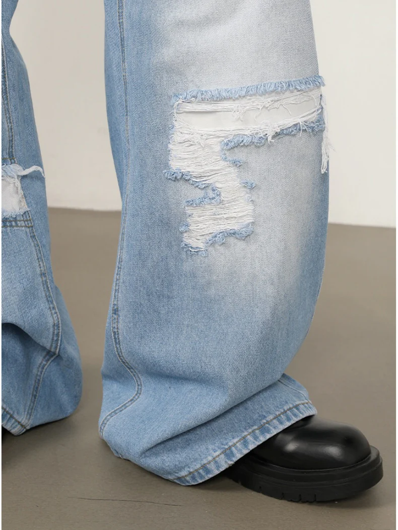 Patch Fake Hole Patchwork Jeans - Image 11