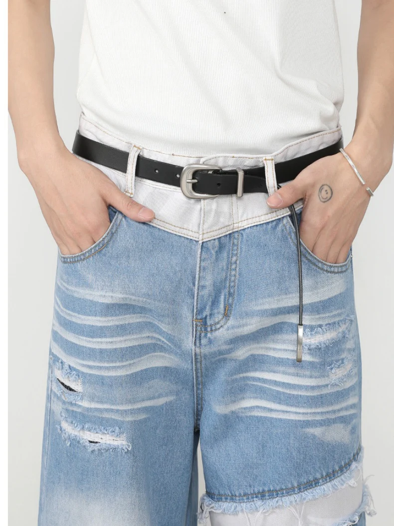 Patch Fake Hole Patchwork Jeans - Image 12