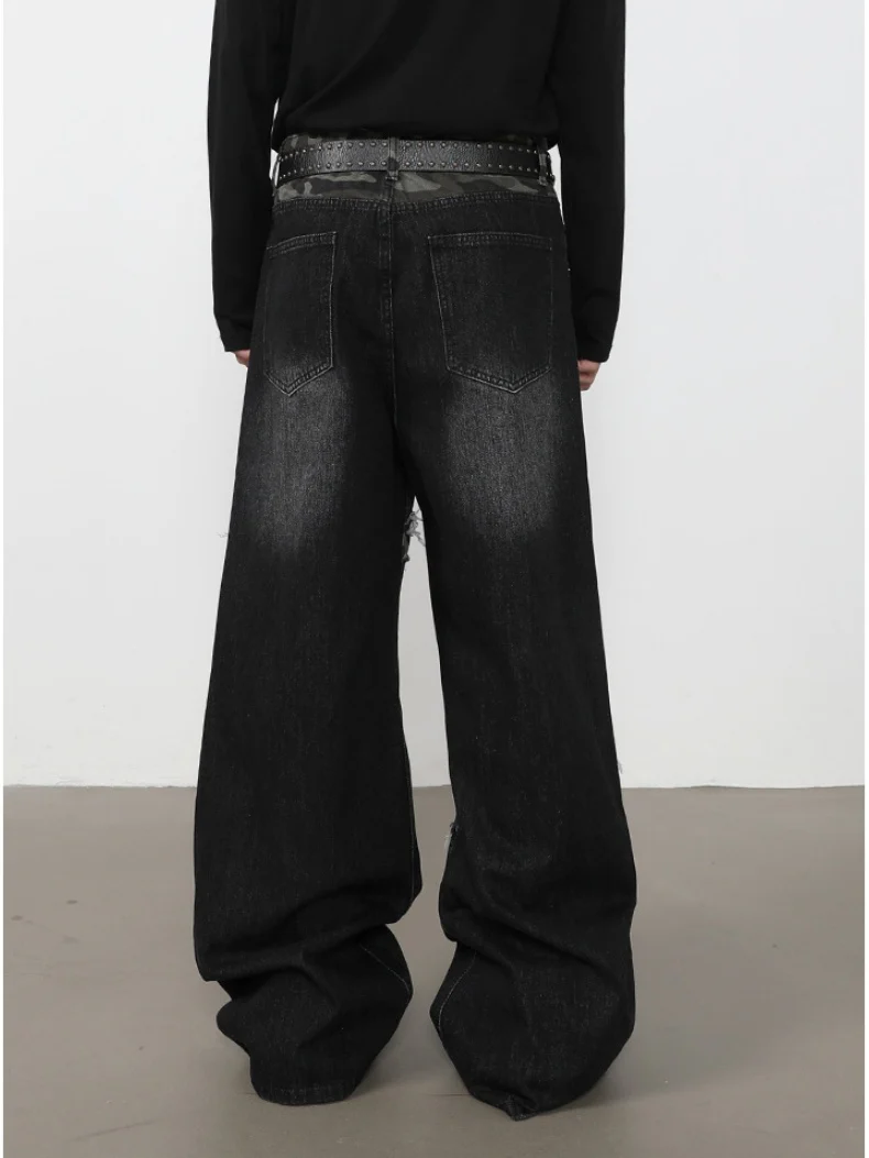 Patch Fake Hole Patchwork Jeans - Image 3