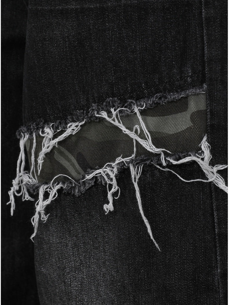 Patch Fake Hole Patchwork Jeans - Image 5