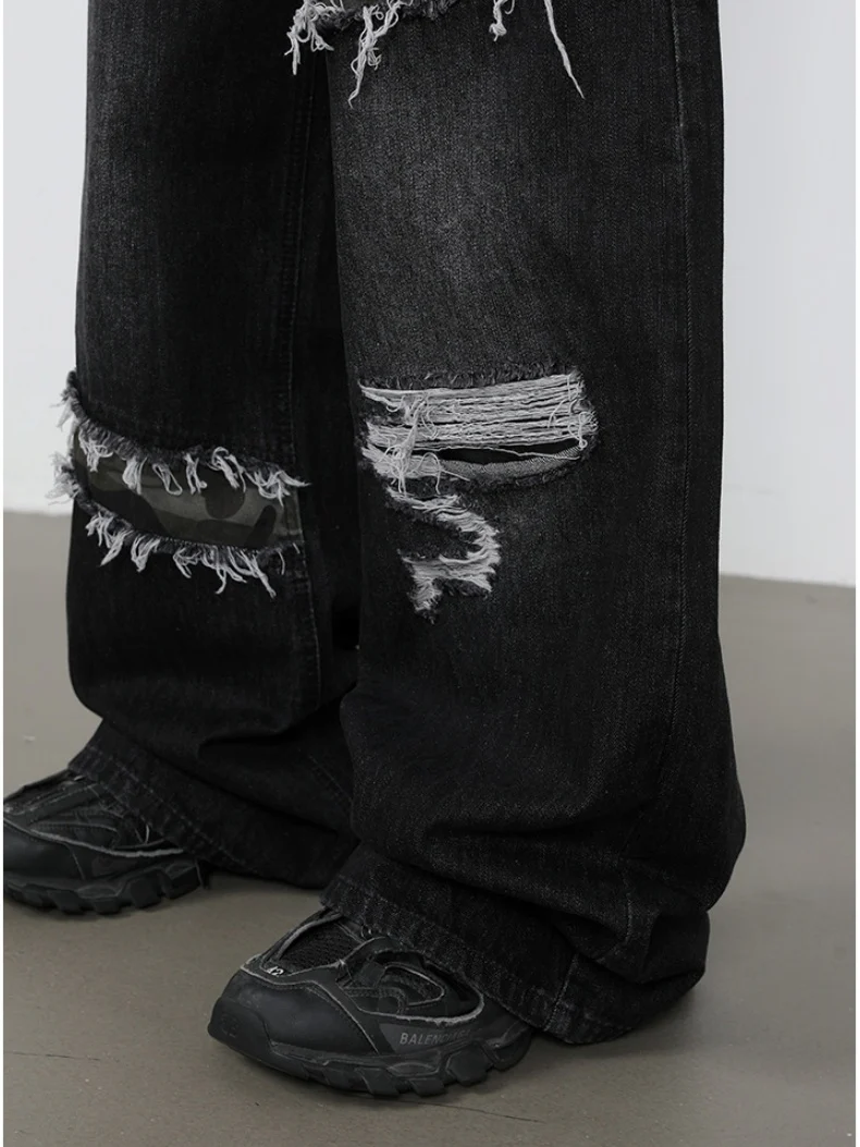 Patch Fake Hole Patchwork Jeans - Image 6
