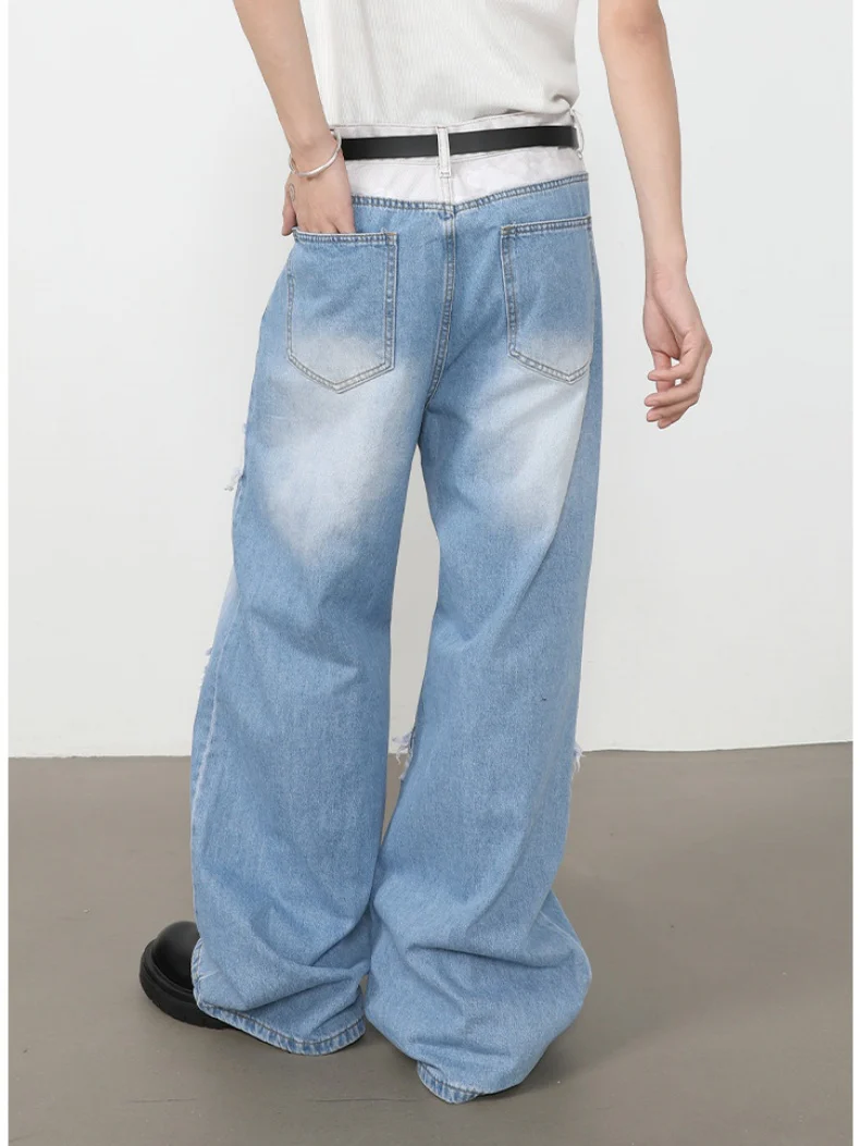 Patch Fake Hole Patchwork Jeans - Image 9