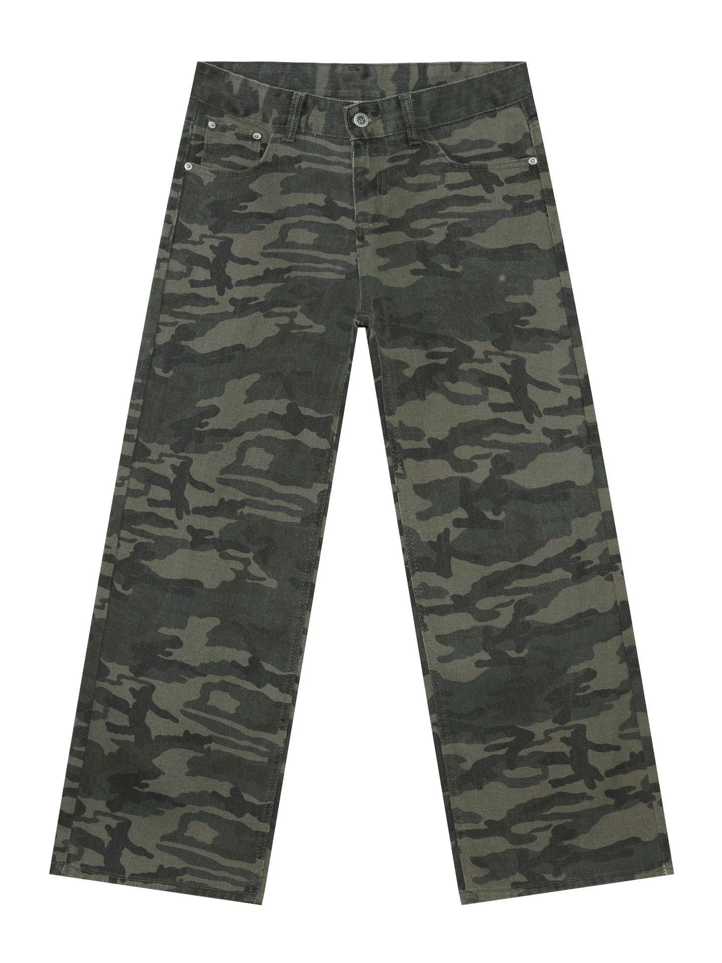 Camouflage Ins Loose-fit Straight-fit Wide-leg Jeans - Image 11