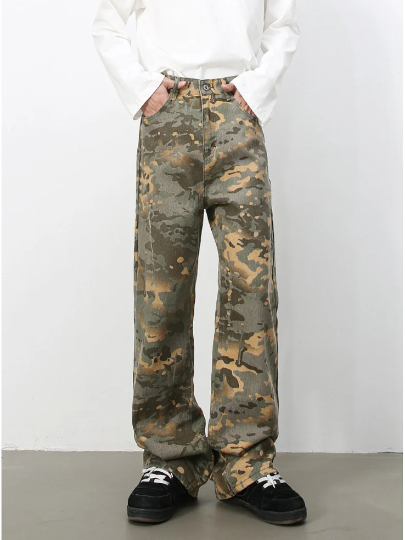 Camouflage Ins Loose-fit Straight-fit Wide-leg Jeans - Image 12