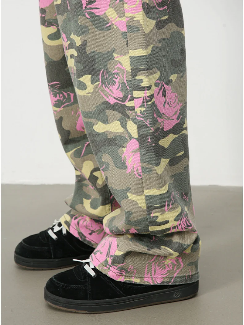Camouflage Ins Loose-fit Straight-fit Wide-leg Jeans - Image 4