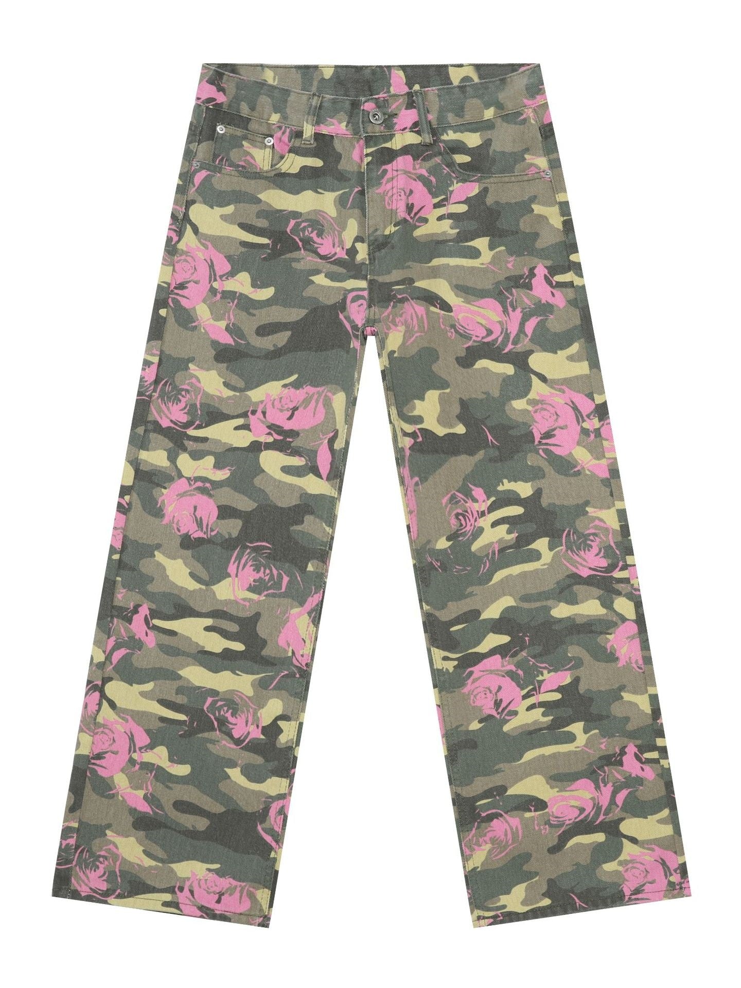 Camouflage Ins Loose-fit Straight-fit Wide-leg Jeans - Image 5