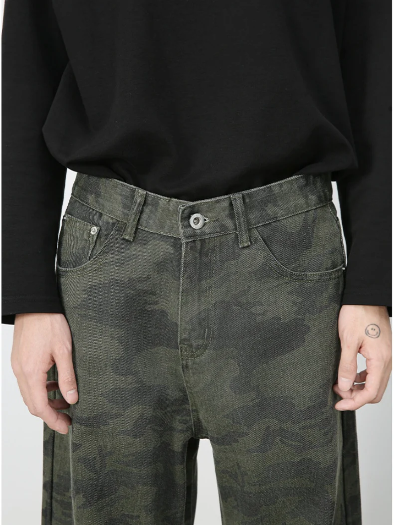 Camouflage Ins Loose-fit Straight-fit Wide-leg Jeans - Image 9