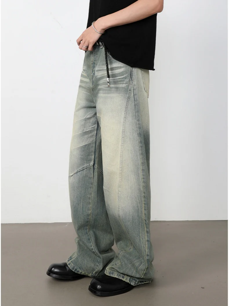 Retro Washed Patchwork Distressed Jeans - Image 11