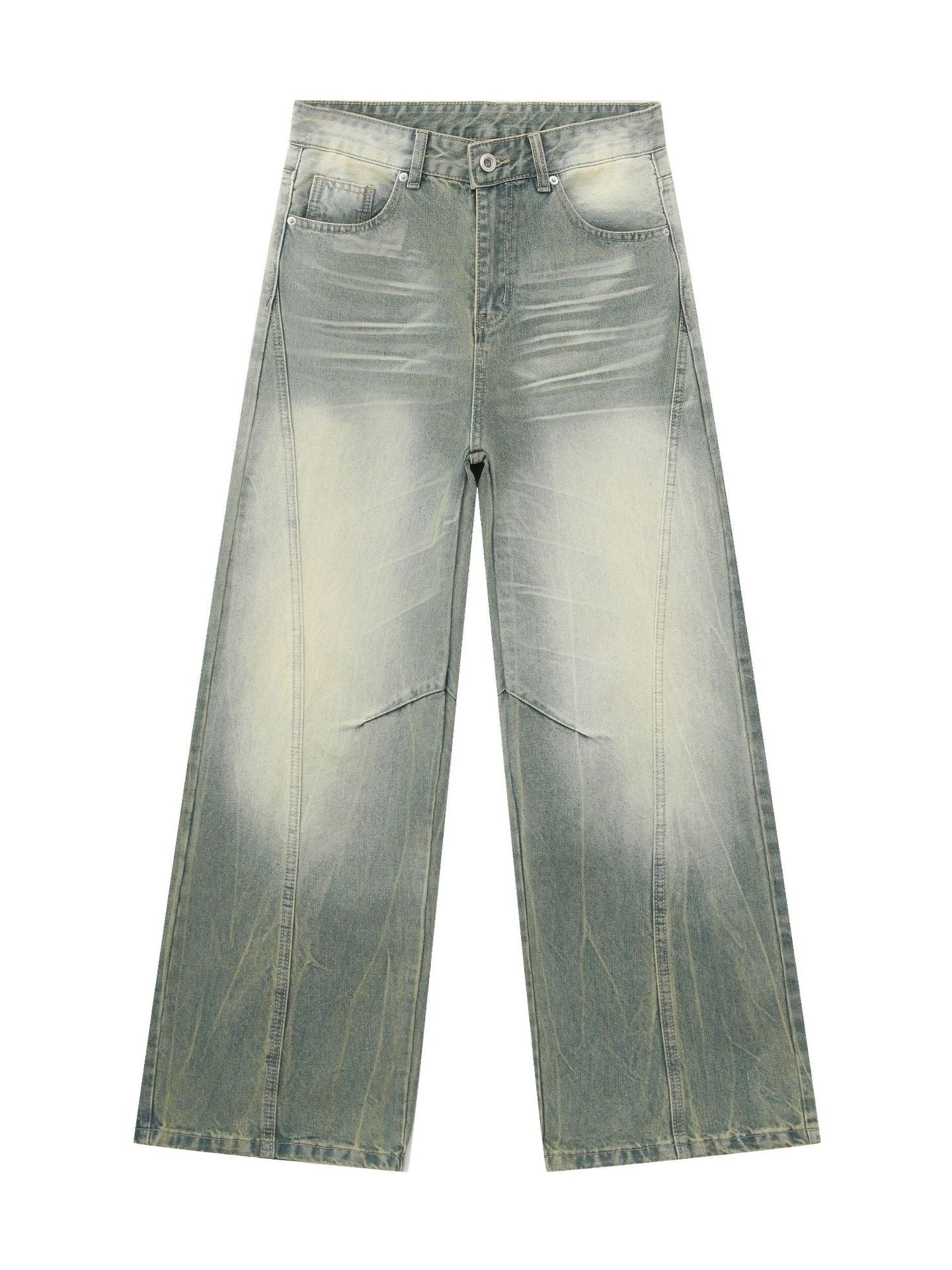 Retro Washed Patchwork Distressed Jeans - Image 12