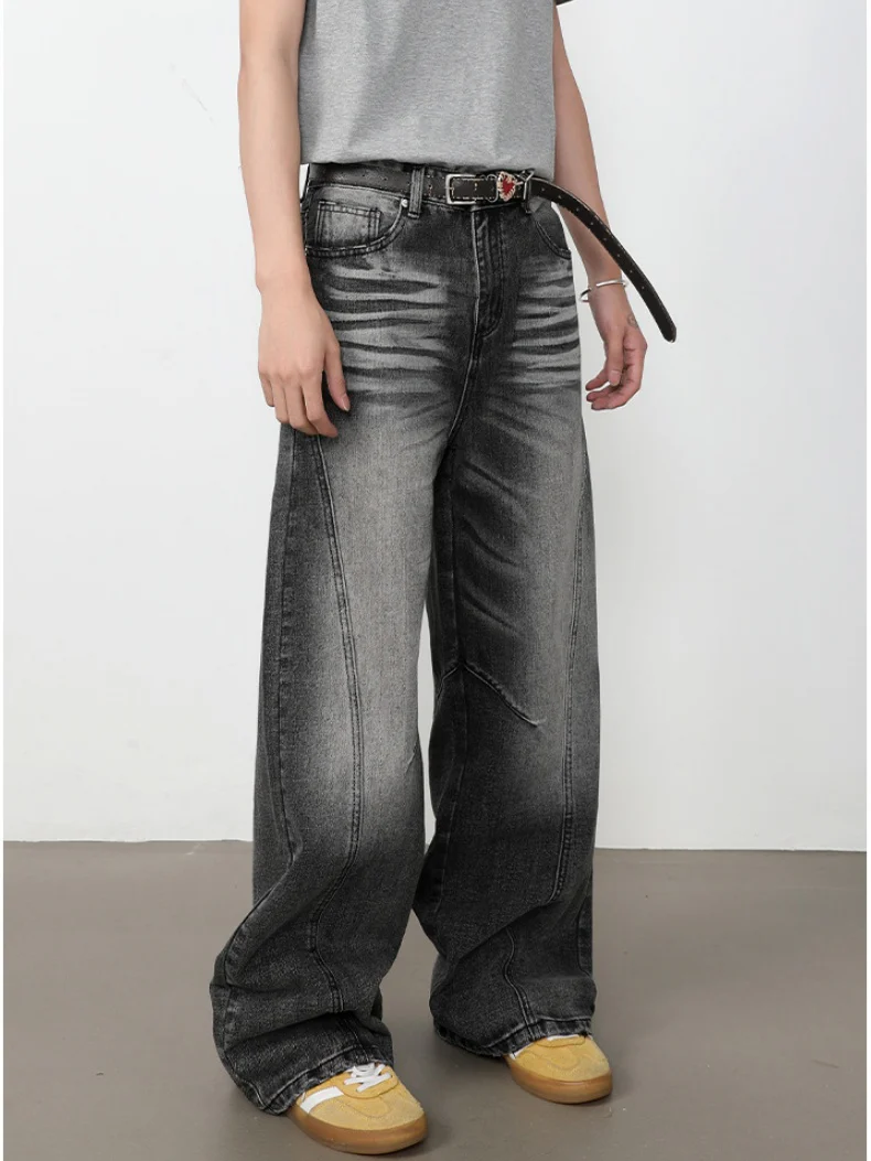 Retro Washed Patchwork Distressed Jeans - Image 6