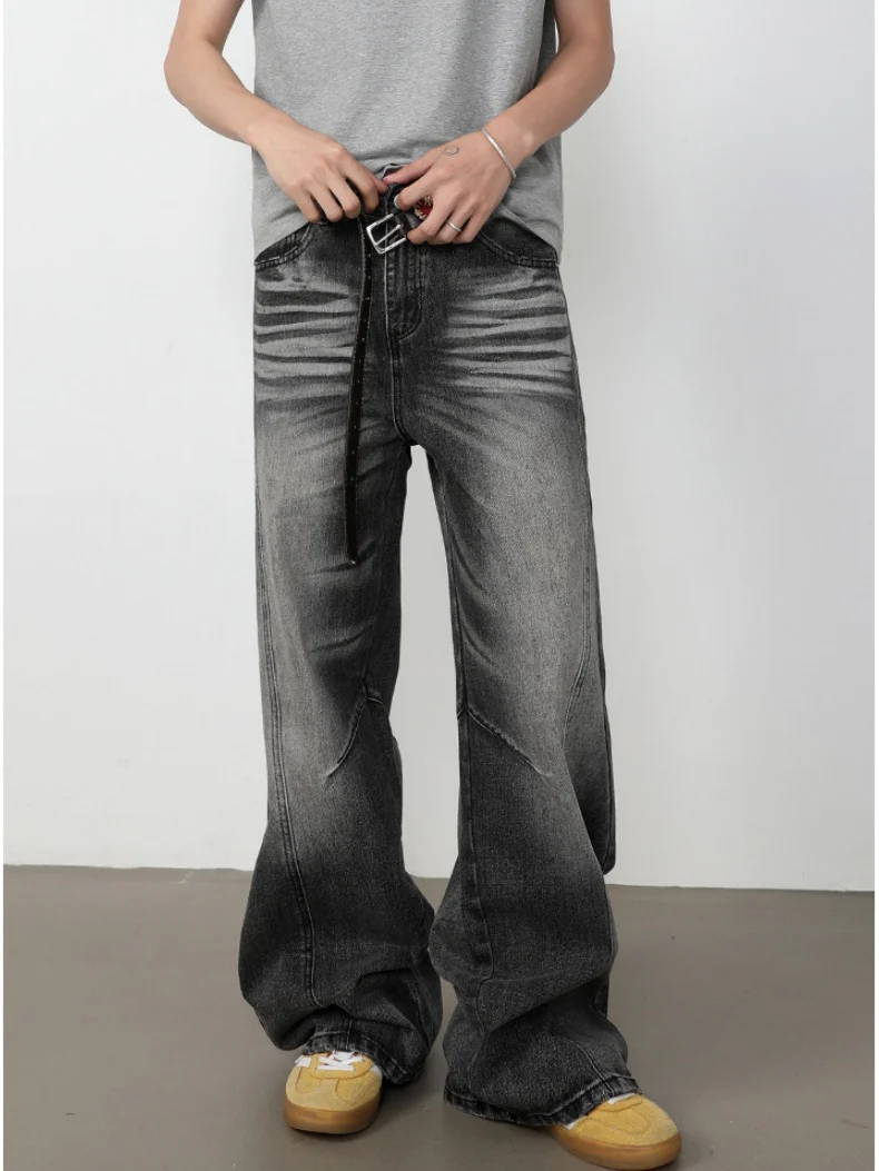 Retro Washed Patchwork Distressed Jeans - Image 7