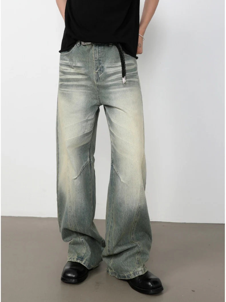 Retro Washed Patchwork Distressed Jeans - Image 9