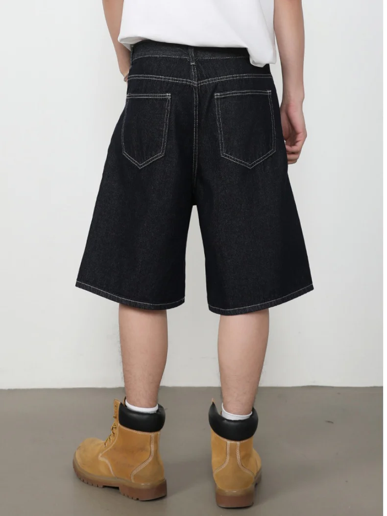 Retro Five Points Loose-fit Leisure Denim Shorts - Image 6