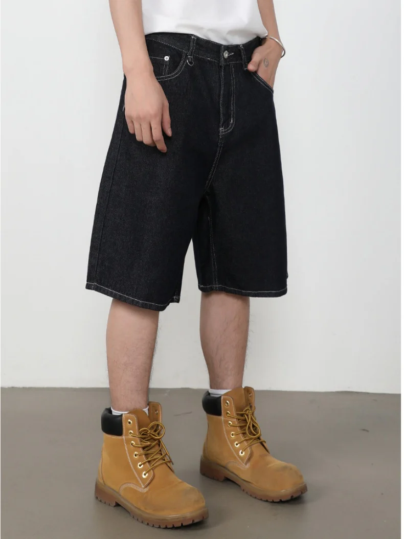 Retro Five Points Loose-fit Leisure Denim Shorts - Image 7