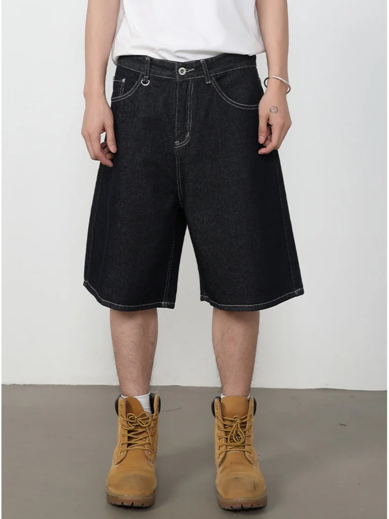 Retro Five Points Loose-fit Leisure Denim Shorts - Image 8