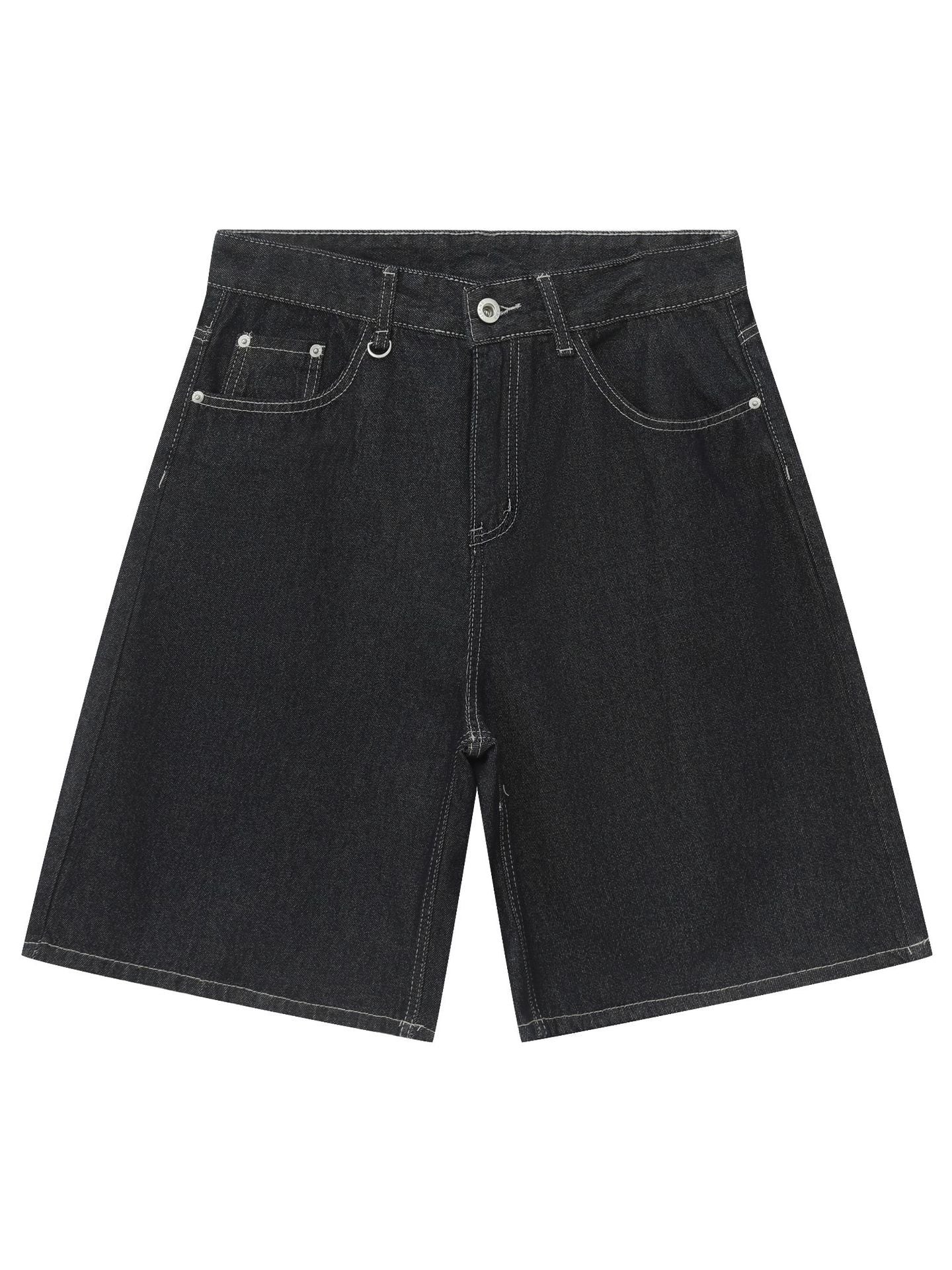 Retro Five Points Loose-fit Leisure Denim Shorts - Image 9