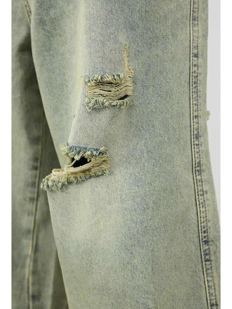 Retro Hole 7 Points Denim Shorts - Image 7