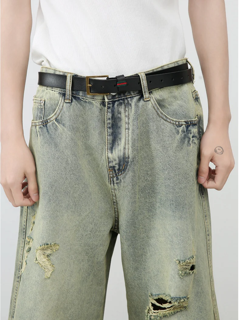 Retro Hole 7 Points Denim Shorts - Image 8
