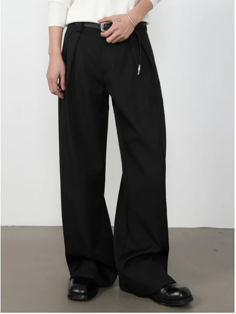 Stereo Double Pleat A-shape Loose-fit Dress Pants Pants