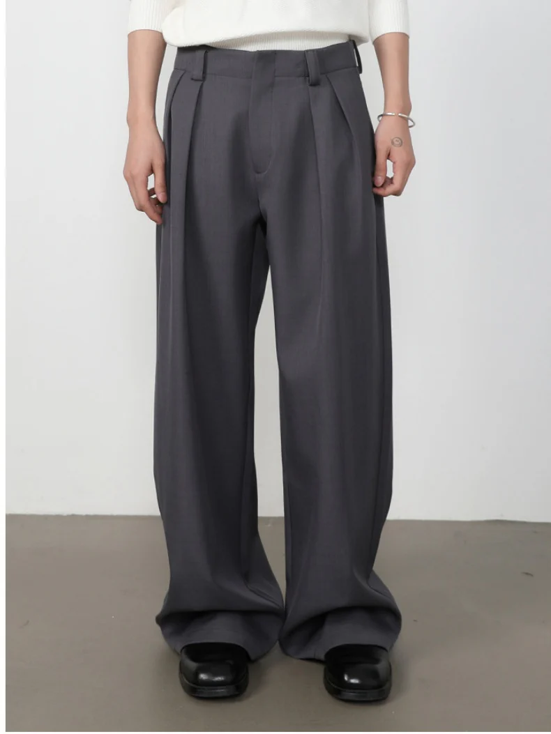 Stereo Double Pleat A-shape Loose-fit Dress Pants Pants - Image 9
